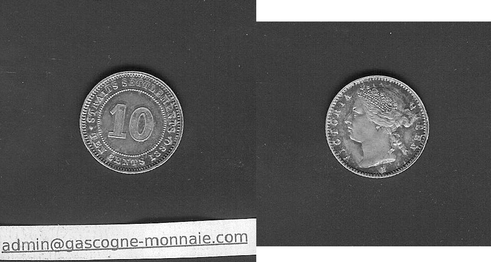 Straits Settlements 10 cents 1880 AU